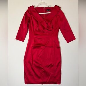Tahari ASL Red Satin Dress